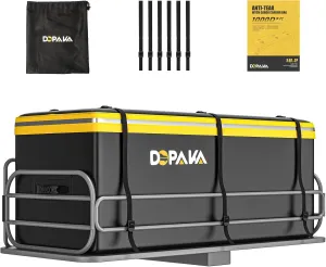 Hitch Cargo Carrier Bag 100% Waterproof Hitch 18.2 Cubic Feet 58.5" x 22" x 25" Hitch Cargo Bag Include 6 Reinforced Straps for Truck Pickup All Vehicle with Storage Bag