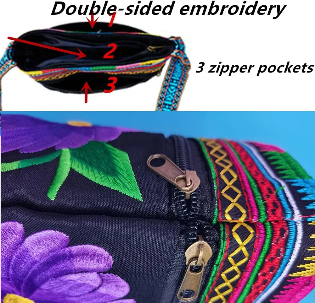 Hobo Crossbody Bag for women, Vintage Ethnic Tribal Embroidered Boho Hippie Tote Handbags Shoulder Purse