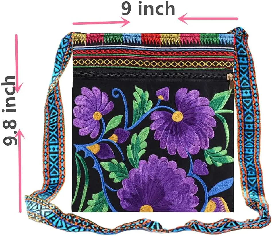 Hobo Crossbody Bag for women, Vintage Ethnic Tribal Embroidered Boho Hippie Tote Handbags Shoulder Purse