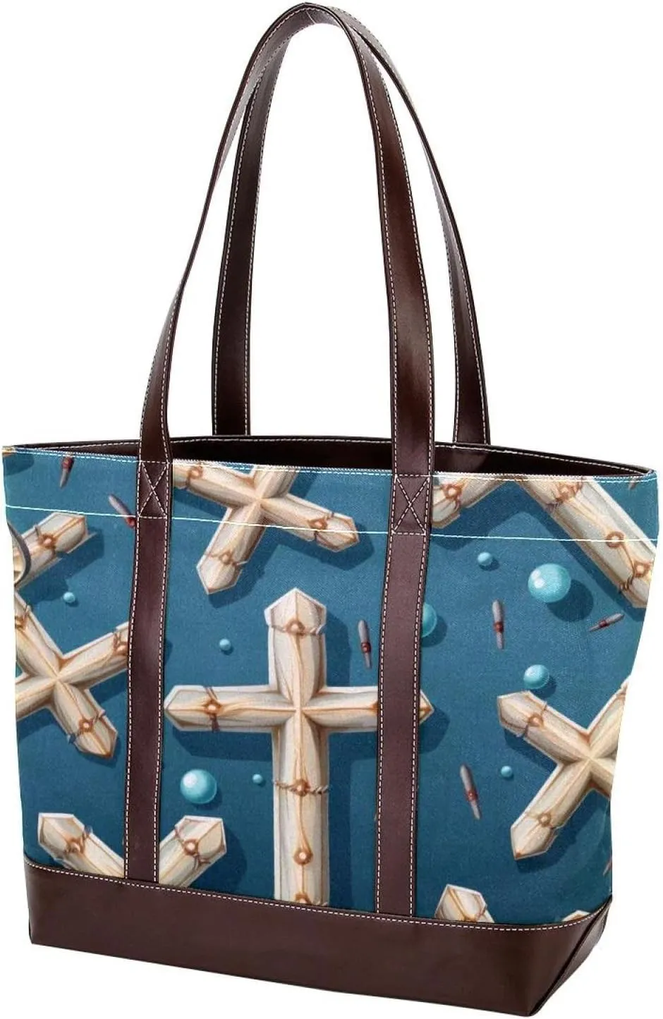 Holy Easter Cross-1035 Shoulder Purses for Women Large Soft Washed Leather Purses and Durable Handbags