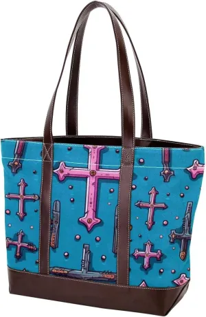 Holy Easter Cross-1068 Shoulder Purses for Women Large Soft Washed Leather Purses and Durable Handbags