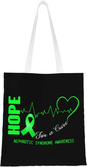 Hope For A Cure Nephrotic Syndrome Awareness Tote Bag for Women Canvas Shopping Bags Reusable Large Capacity Casual Shoulder Handbags Grocery Bags DIY Gift Bags
