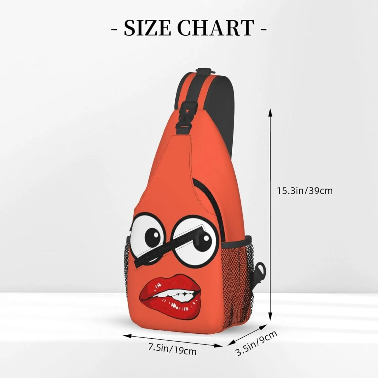 Hot Red Biting Lips Crossbody Bag Cross Chest Bag Adjustable Sling Backpack Sports Gym Shoulder Bags Travel Cycling Daypack Diagonally Casual Rucksack