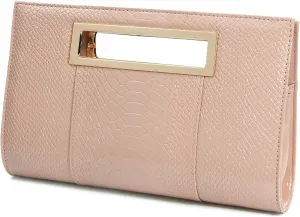HOXIS Classic Crocodile Pattern Faux Leather Metal Grip Cut it out Clutch with Shoulder Strap Womens Handbag