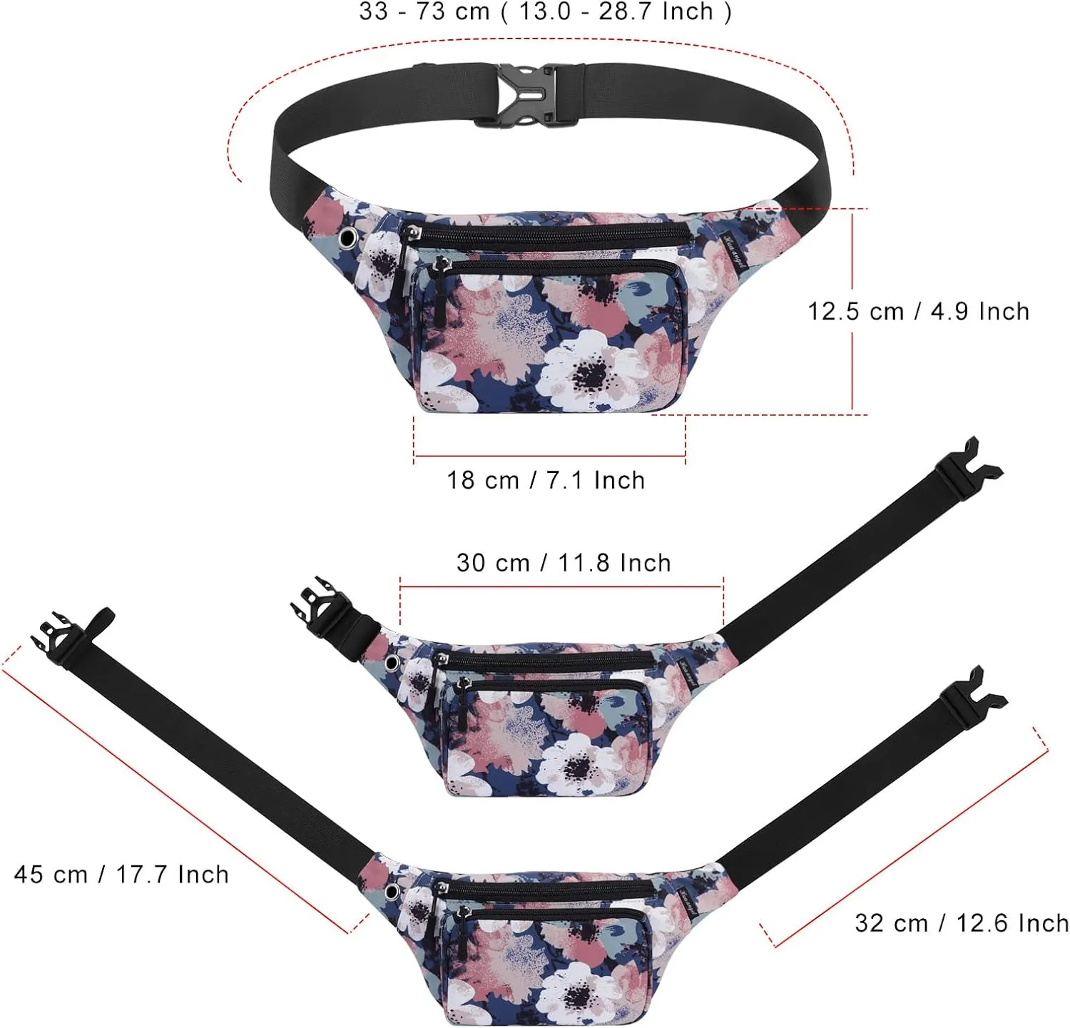 HUA ANGEL Fanny Pack for Women & Men - Crossbody Waist Bag Lightweight Belt Bum Bag for Sports, Travel, Hiking, Everyday Use