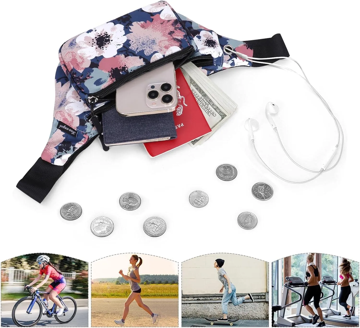 HUA ANGEL Fanny Pack for Women & Men - Crossbody Waist Bag Lightweight Belt Bum Bag for Sports, Travel, Hiking, Everyday Use