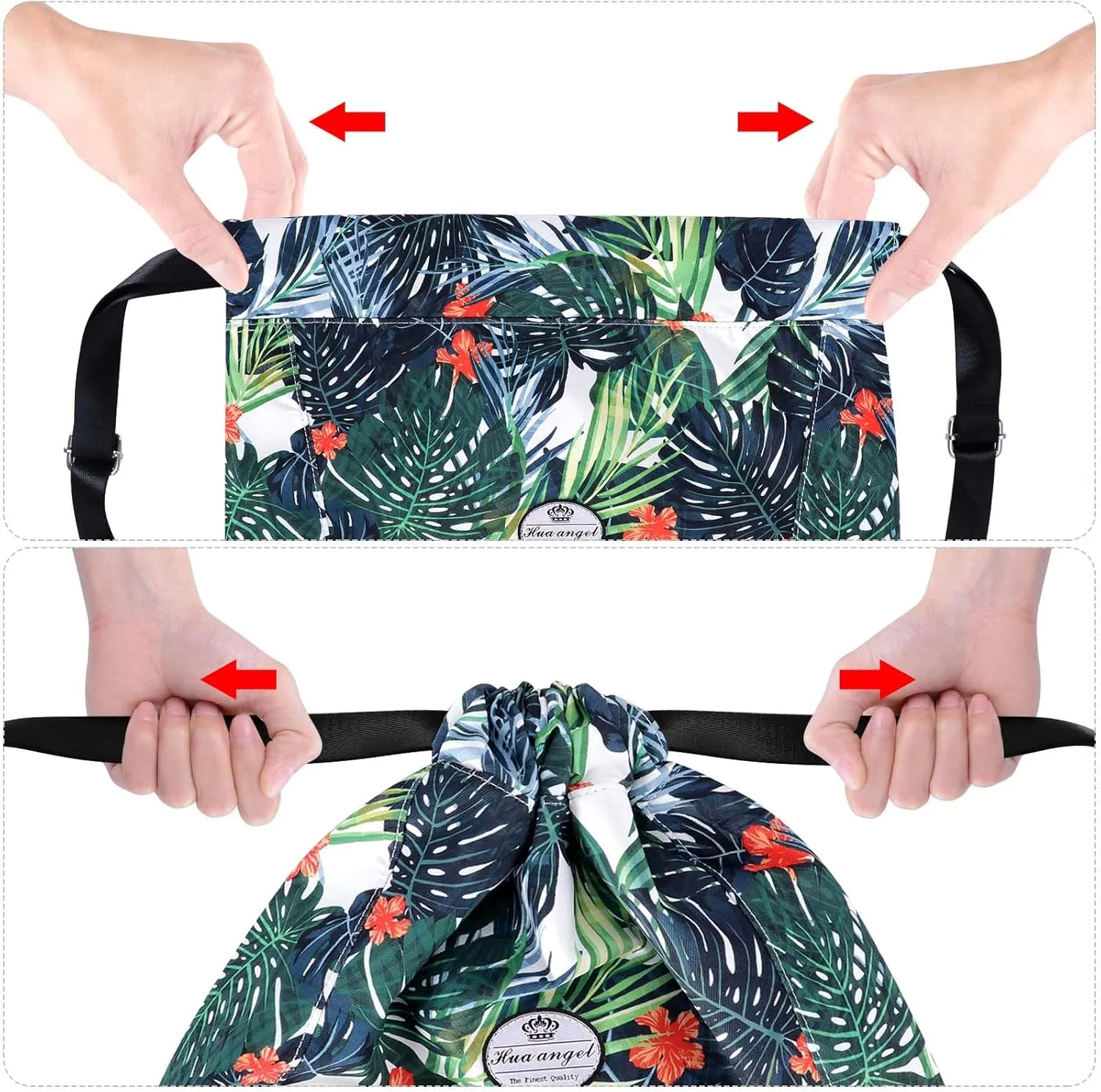 HUA ANGEL Floral Print Drawstring Bag - Lightweight Waterproof Cinch Sackpack with Side Pocket for Men & Women Travel Gym Bag
