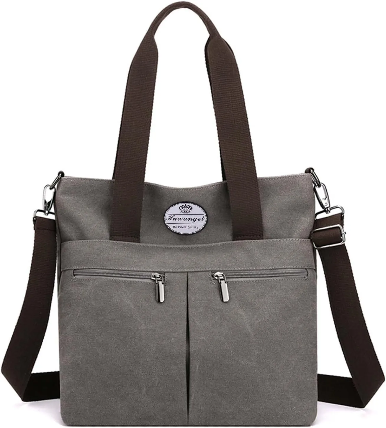 HUA ANGEL Women's Canvas Tote Bag Lightweight Crossbody Purse Multi-Pocket Durable Handbags for Work College Shopping Beach