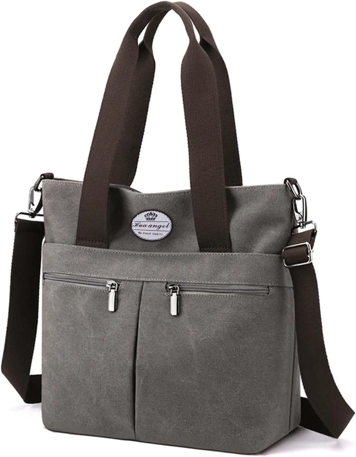 HUA ANGEL Women's Canvas Tote Bag Lightweight Crossbody Purse Multi-Pocket Durable Handbags for Work College Shopping Beach