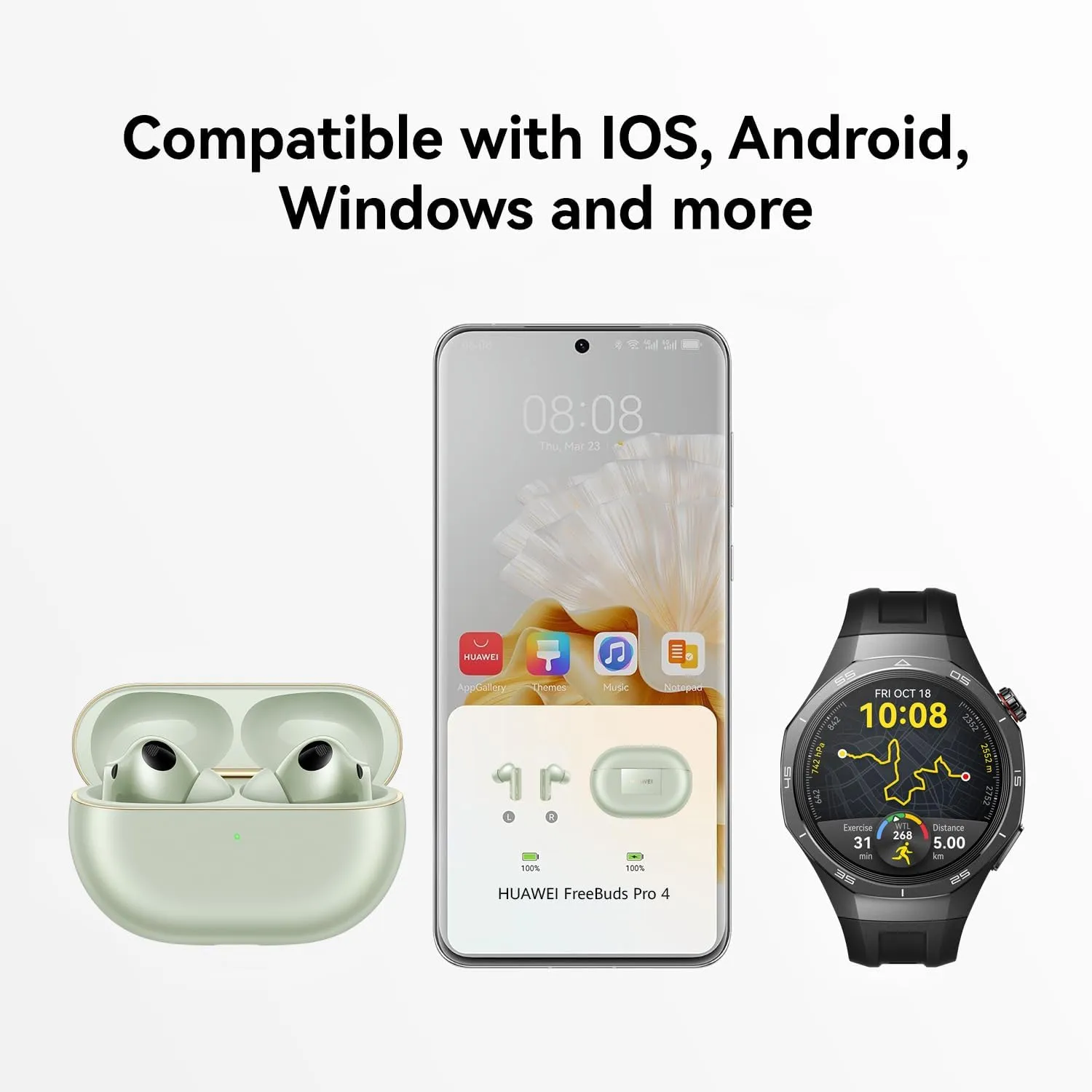 Huawei FreeBuds Pro 4，Dual-Driver True Sound，Stable&Clear Calls，Intelligent Dynamic ANC，Head Motion Controls，Compatible with iOS&Android，Lossless Sound Quality，AI Call-Noise-Cancellation，Black