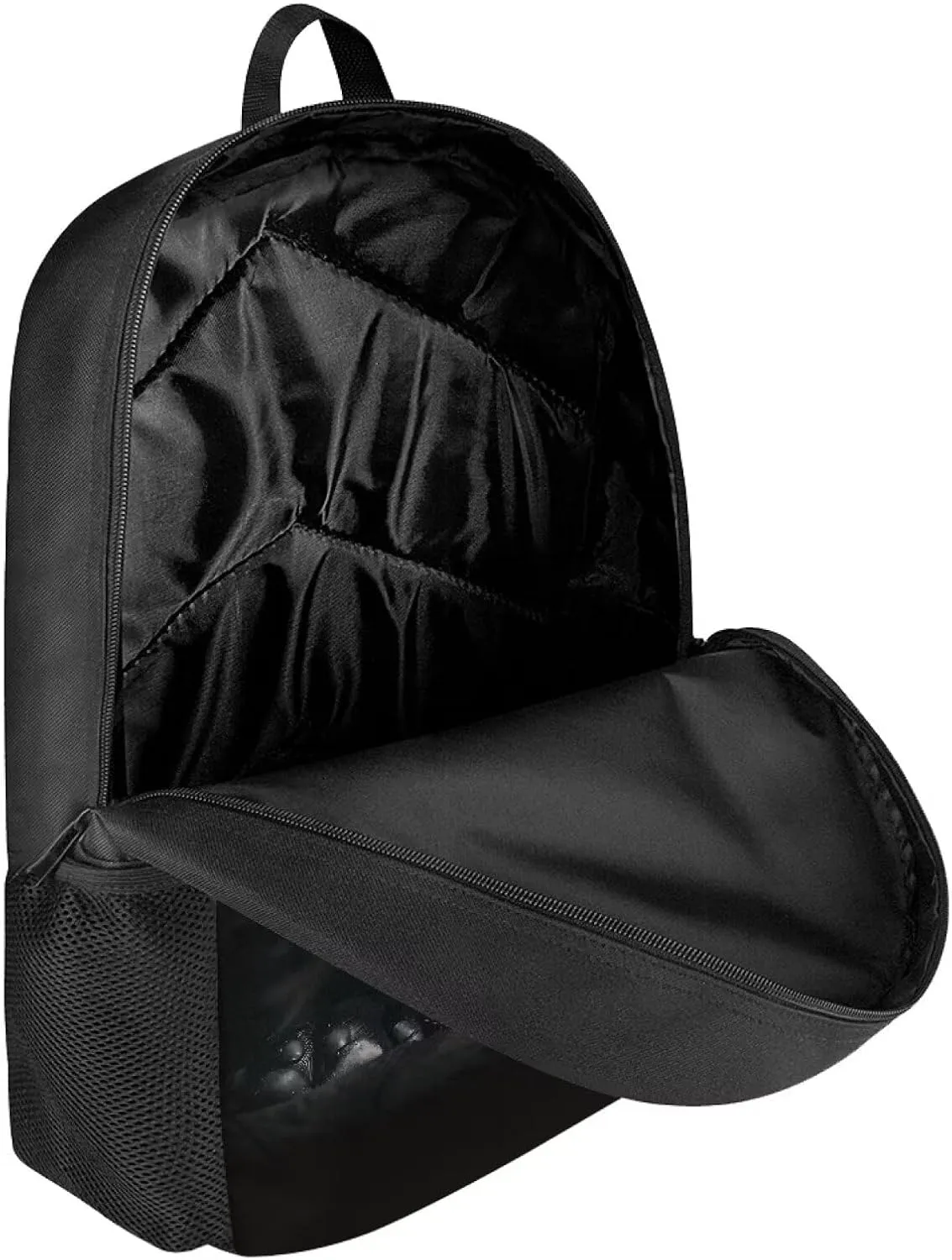 HUGS IDEA Black French Bulldog School Backpack for Boys College Bookbag Lightweight Travel Rucksack Casual Daypack Students Schoolbag