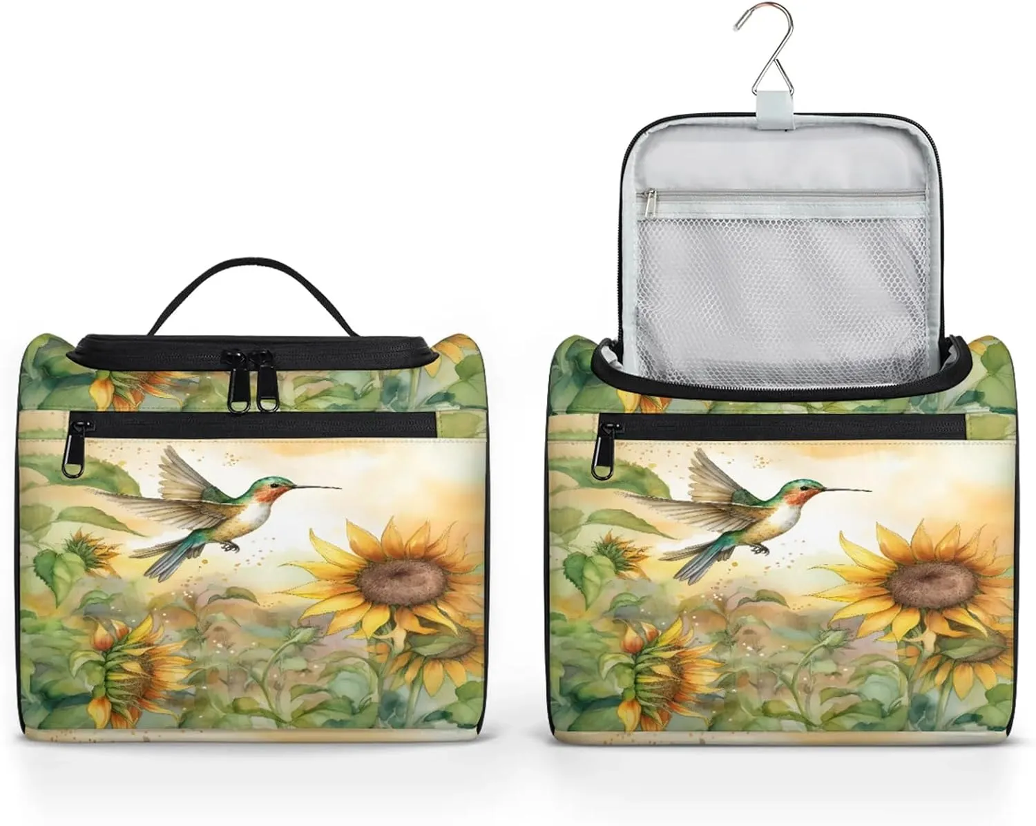 Hummingbirds Print Large Makeup Bag Travel Make Up Organizer for Women Girls Cosmetic Bag Organizer With Handle
