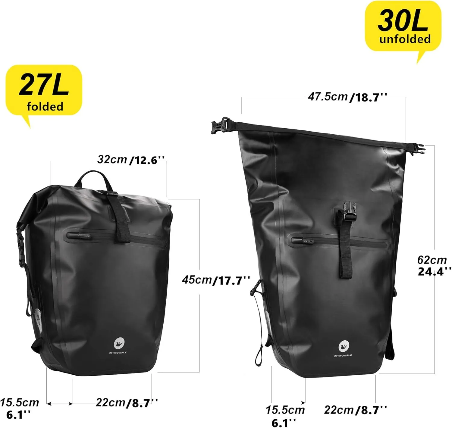 HUNTVP 27L Bike Pannier Bag Backpack Multifunctional Bicycle Bag Cycling Bicycle Rear Seat Trunk Pack Bag Bike Saddle Bag Backseat Pack Bag(White)