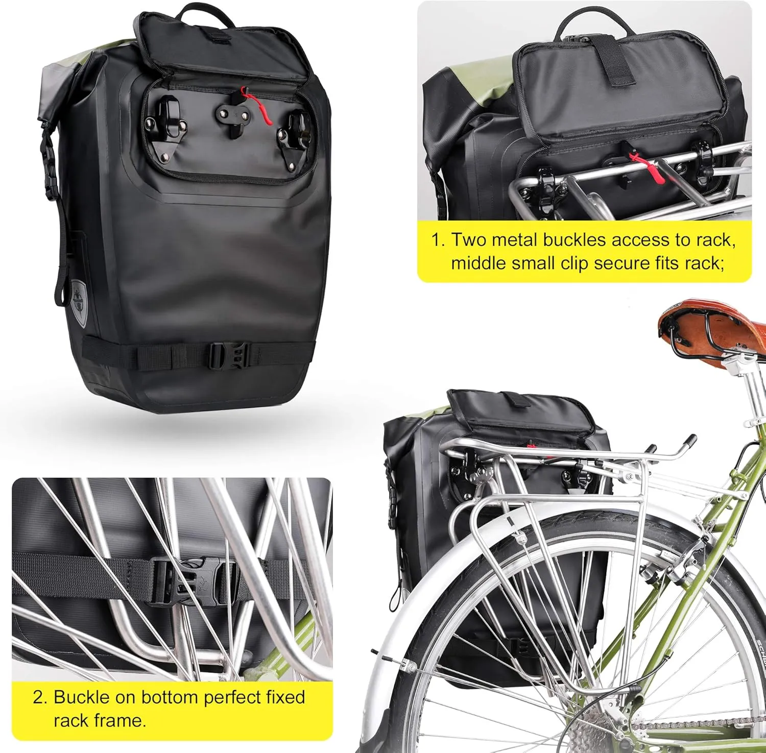 HUNTVP 27L Bike Pannier Bag Backpack Multifunctional Bicycle Bag Cycling Bicycle Rear Seat Trunk Pack Bag Bike Saddle Bag Backseat Pack Bag(White)