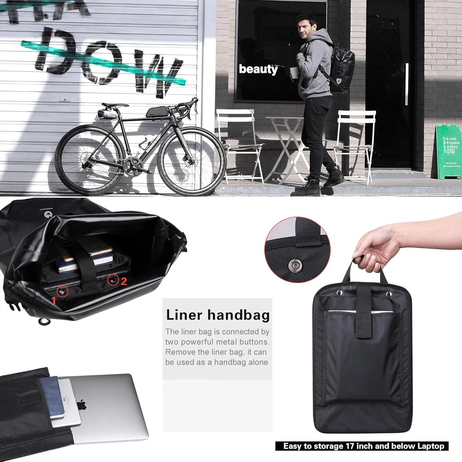 HUNTVP 27L Bike Pannier Bag Backpack Multifunctional Bicycle Bag Cycling Bicycle Rear Seat Trunk Pack Bag Bike Saddle Bag Backseat Pack Bag(White)