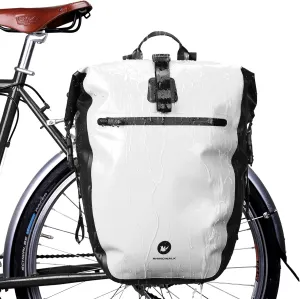 HUNTVP 27L Bike Pannier Bag Backpack Multifunctional Bicycle Bag Cycling Bicycle Rear Seat Trunk Pack Bag Bike Saddle Bag Backseat Pack Bag(White)