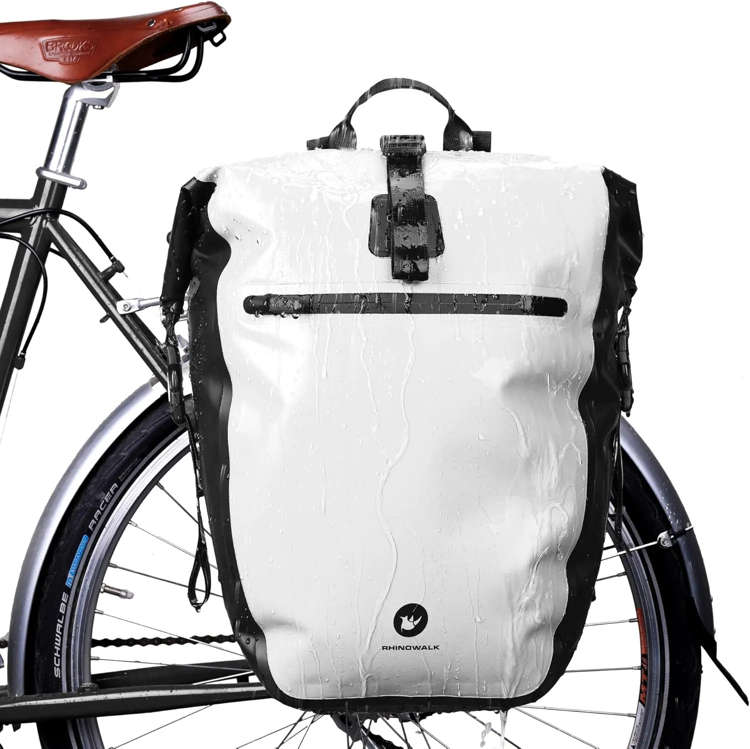 HUNTVP 27L Bike Pannier Bag Backpack Multifunctional Bicycle Bag Cycling Bicycle Rear Seat Trunk Pack Bag Bike Saddle Bag Backseat Pack Bag(White)