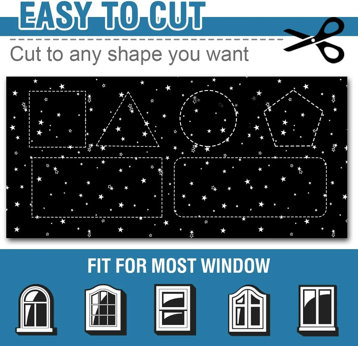 H.VERSAILTEX Portable Blackout Curtains for Bedroom 120"x67", 100% Blackout Window Cover Film Portable Travel Blackout Curtains for Baby Nursery No Drill Easy Cut to Size, Stars