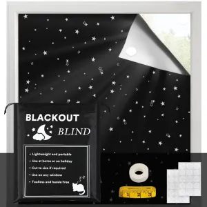 H.VERSAILTEX Portable Blackout Curtains for Bedroom 120"x67", 100% Blackout Window Cover Film Portable Travel Blackout Curtains for Baby Nursery No Drill Easy Cut to Size, Stars