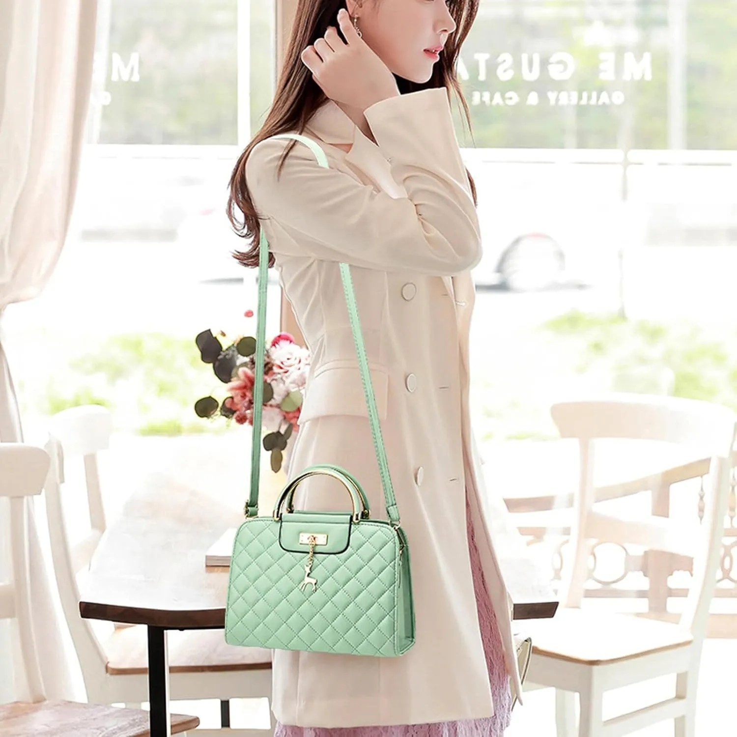 I IHAYNER Purses and Handbags for Women Plaid Satchel Shoulder Bag Top Handle Tote Bag Zipper Crossbody Purse