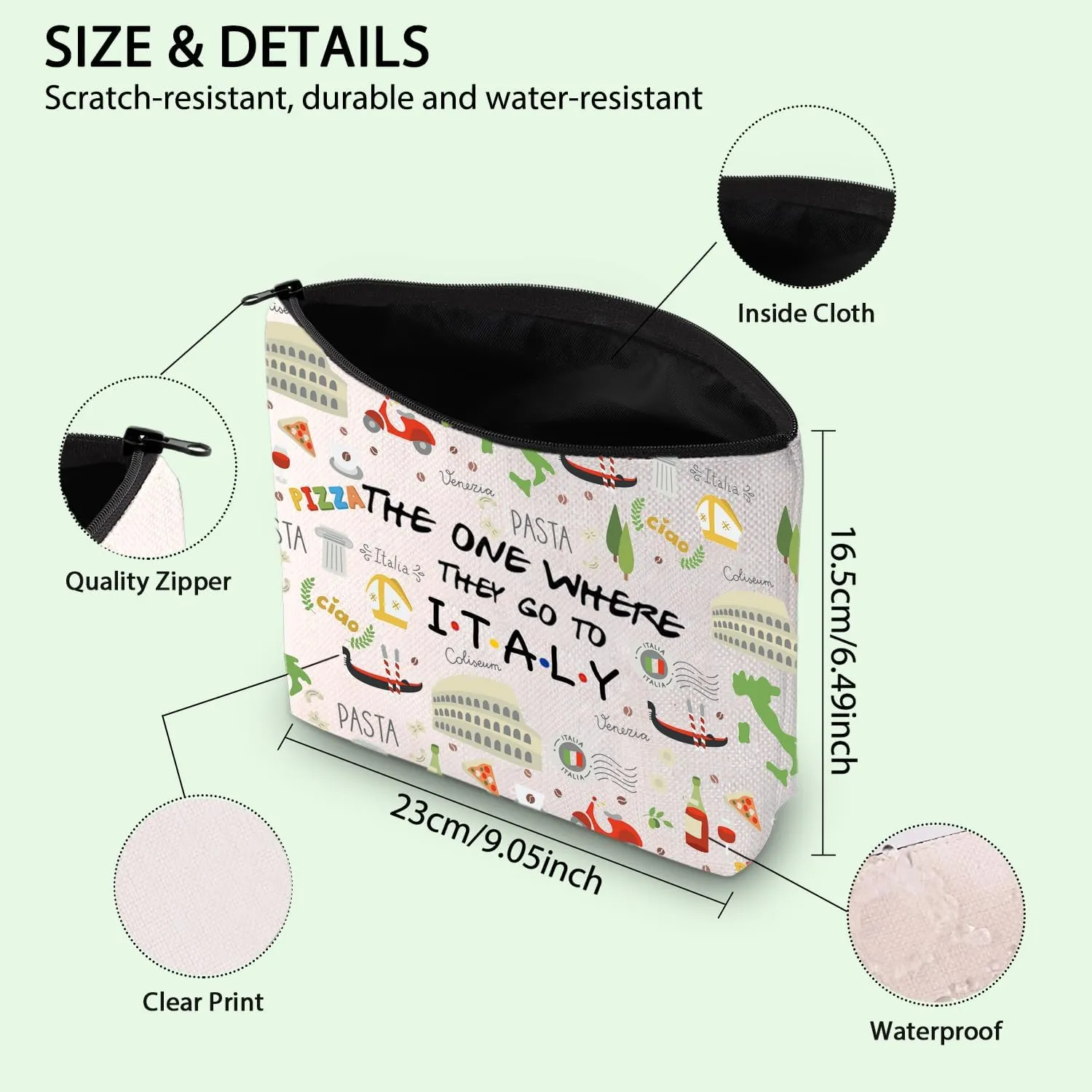 I Love Italy Makeup Bag - Italy Honeymoon & Travel Gift - Welcome & Housewarming Souvenir