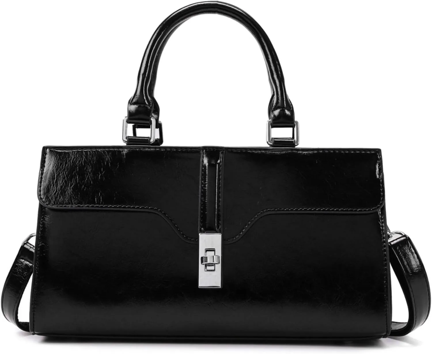 IAMUHI Women's Glossy Faux Leather Evening Handbag Clutch Purse, Small Top Handle Tote Designer Satchel Shoulder Bag Purse
