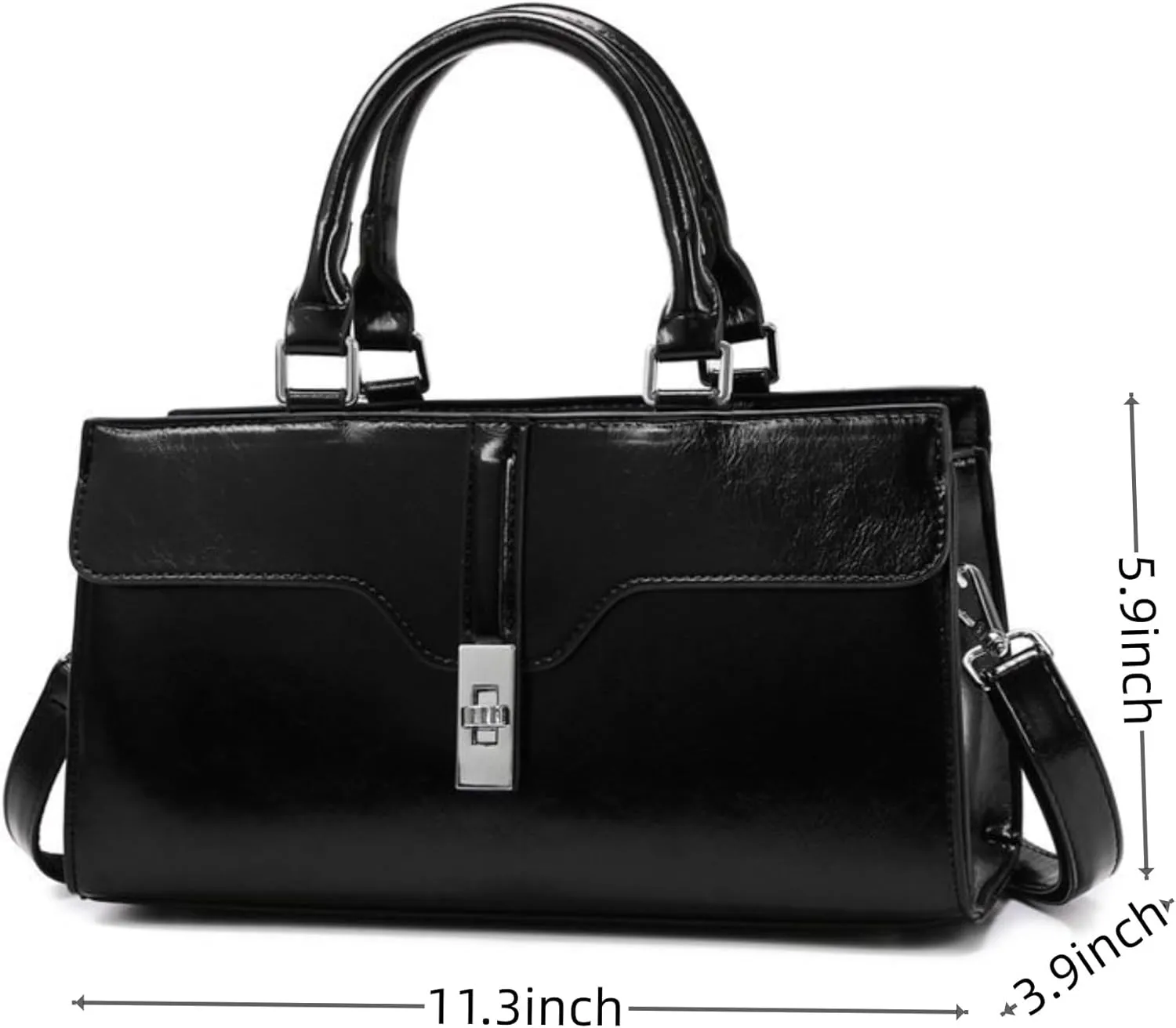 IAMUHI Women's Glossy Faux Leather Evening Handbag Clutch Purse, Small Top Handle Tote Designer Satchel Shoulder Bag Purse
