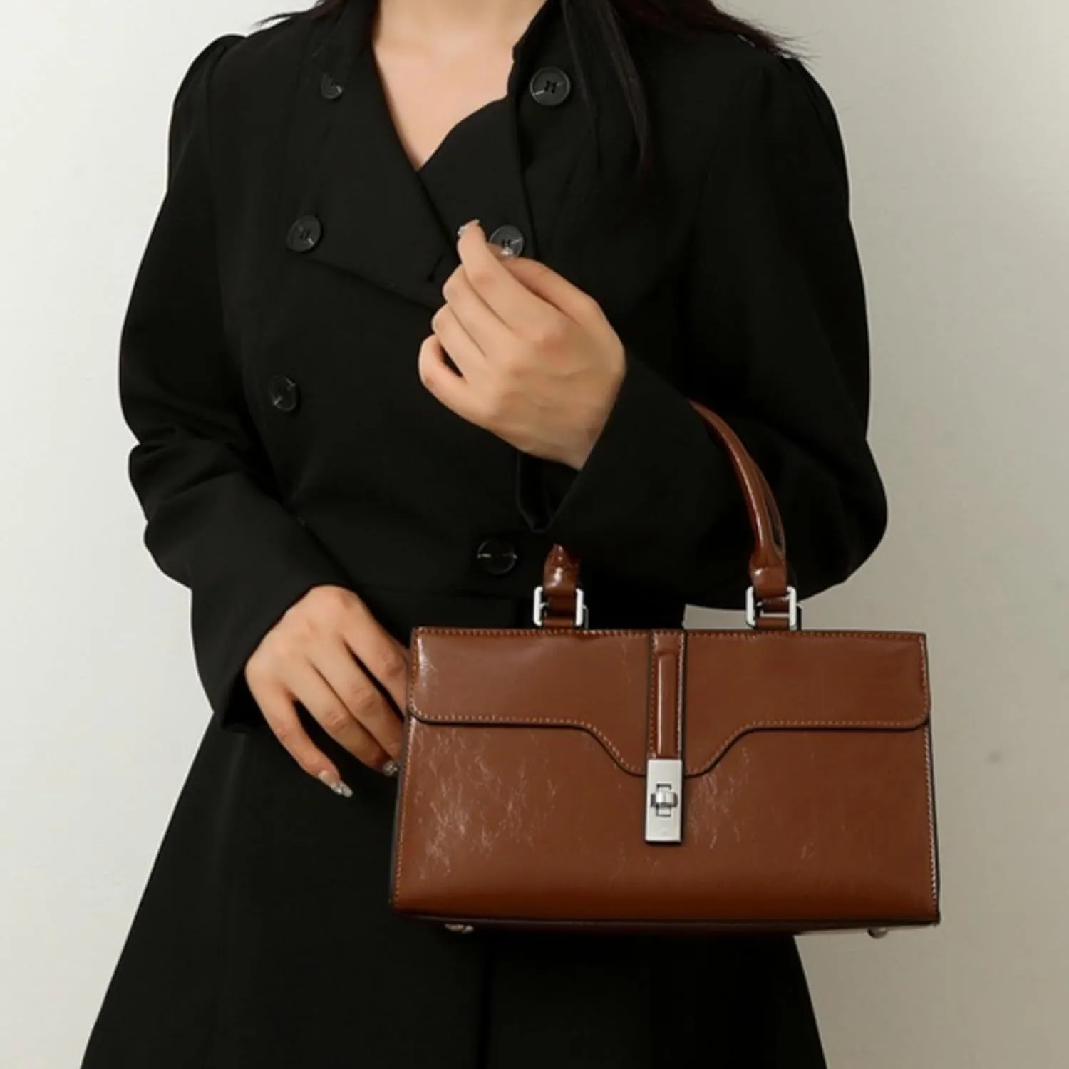 IAMUHI Women's Glossy Faux Leather Evening Handbag Clutch Purse, Small Top Handle Tote Designer Satchel Shoulder Bag Purse