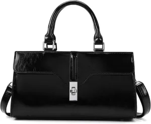 IAMUHI Women's Glossy Faux Leather Evening Handbag Clutch Purse, Small Top Handle Tote Designer Satchel Shoulder Bag Purse