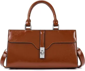 IAMUHI Women's Glossy Faux Leather Evening Handbag Clutch Purse, Small Top Handle Tote Designer Satchel Shoulder Bag Purse