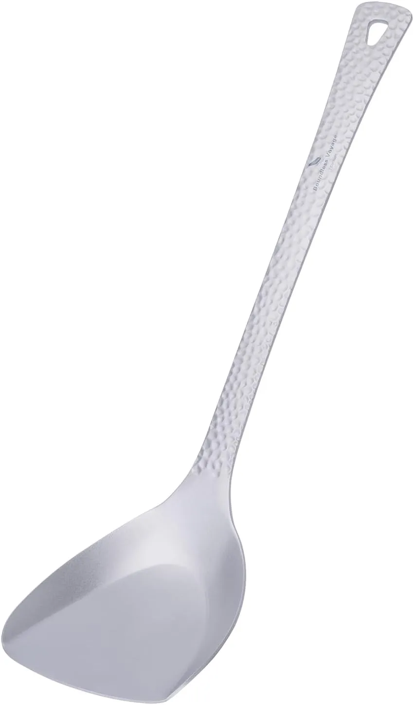 iBasingo Titanium Spatula Metal Food Turner Lightweight Food Grips Ultralight Cooking Utensils for Home Outdoor Kitchen Ti1072T