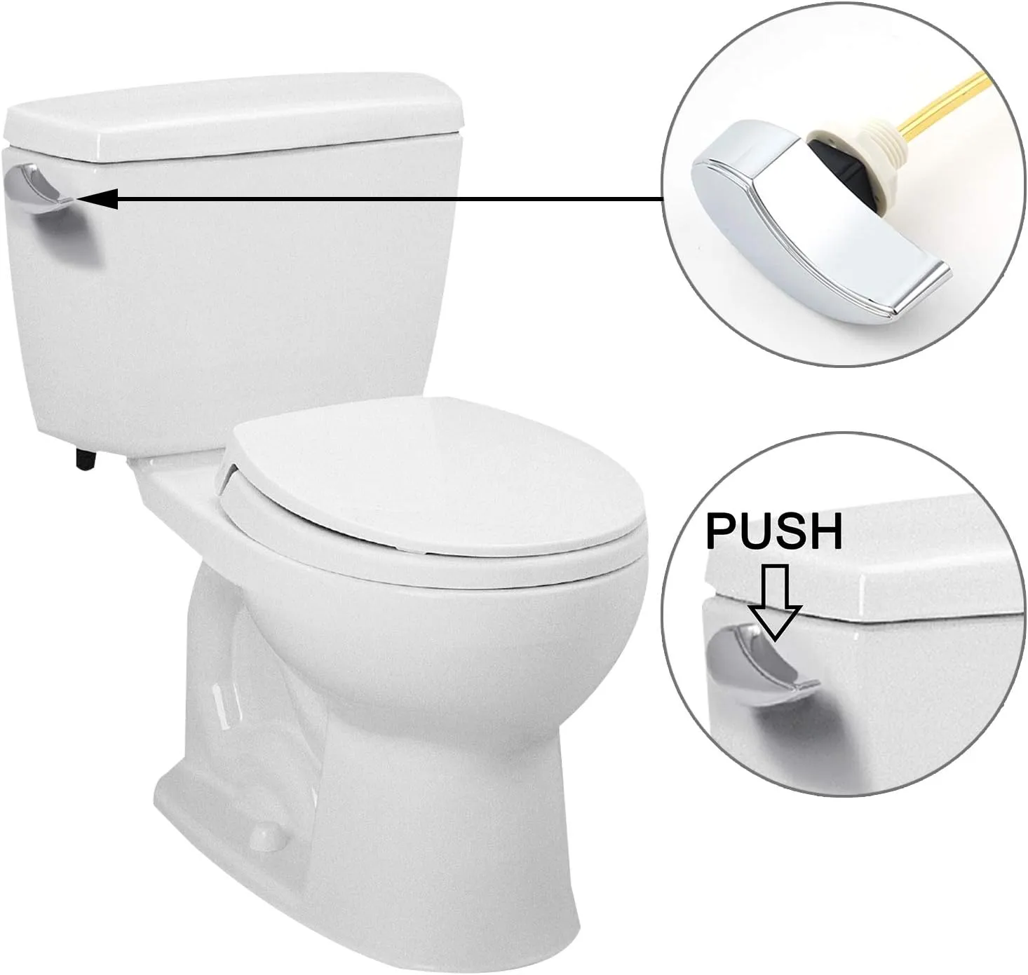 iFealClear Toilet Tank Flush Replacement Compatible with TOTO THU004-CP Trip Lever for St701C St854884, Toilet Handle Replacement, Brass Side Mount Toilet Tank Lever, Chrome-2 Pack
