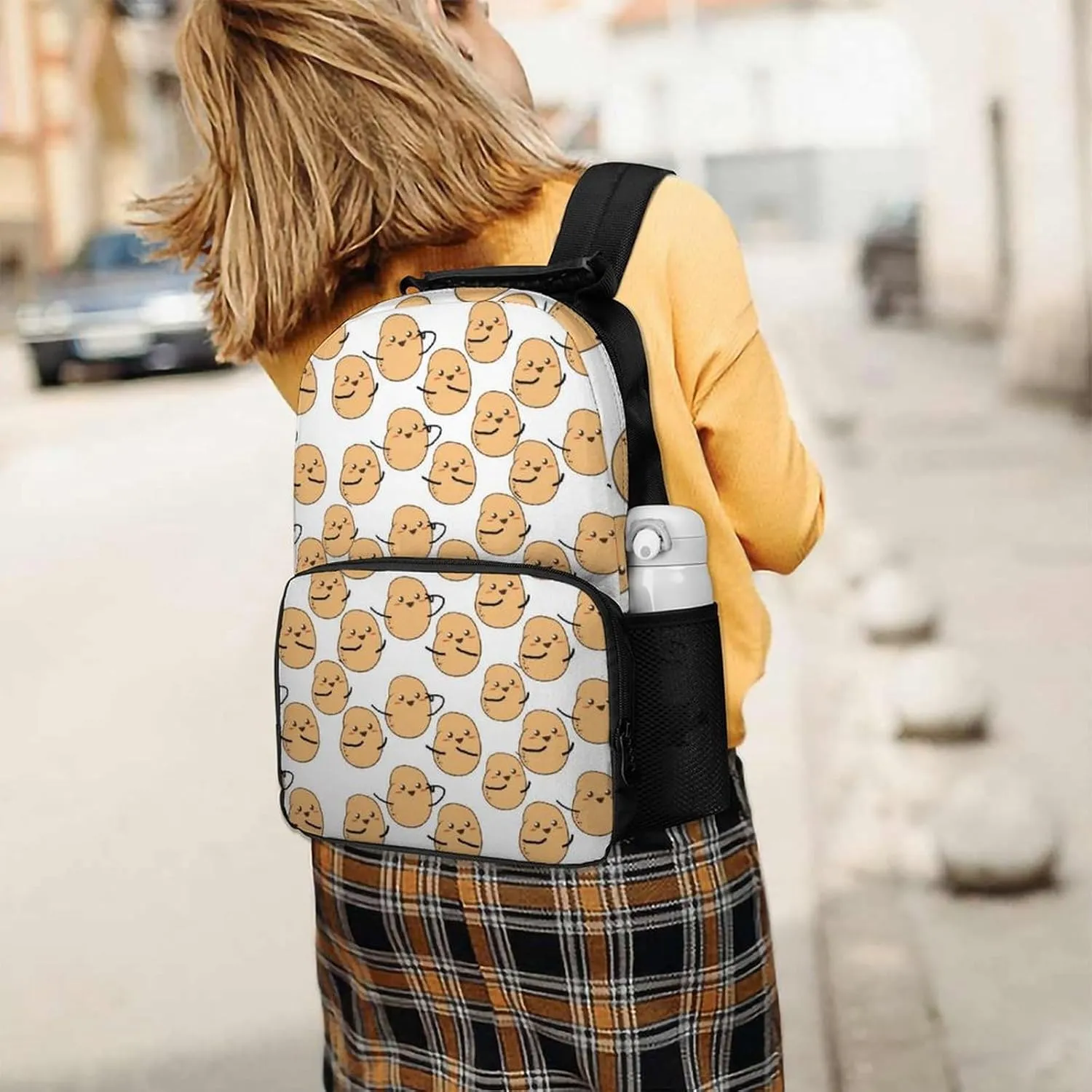 I'm A Potato Cute Potatoes White Pattern Daypack Lightweight Multipurpose Anti-Theft Shoulder Bag Large Capacity Laptop Book Bag Rucksack With Adjustable Shoulder Straps