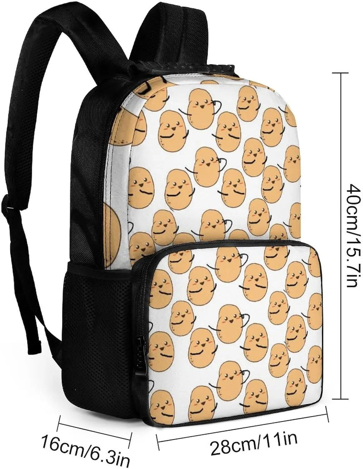 I'm A Potato Cute Potatoes White Pattern Daypack Lightweight Multipurpose Anti-Theft Shoulder Bag Large Capacity Laptop Book Bag Rucksack With Adjustable Shoulder Straps