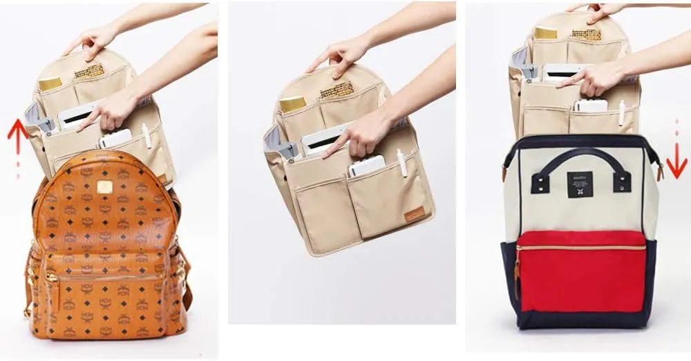 IN Backpack Organizer Insert,Nylon Organizer Insert for Backpack Rucksack Shoulder Bag Woman MCM divider foldable â€¦