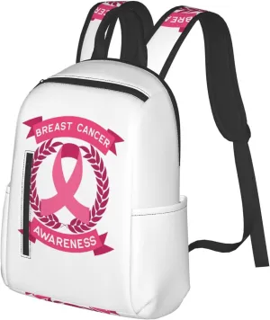 In October We Wear Pink Ribbon Breast Cancer Awareness Backpack Bags Adjustable Casual Daypack Rucksack Travel Holder Bookbags For Women Men Adult 17 Inches