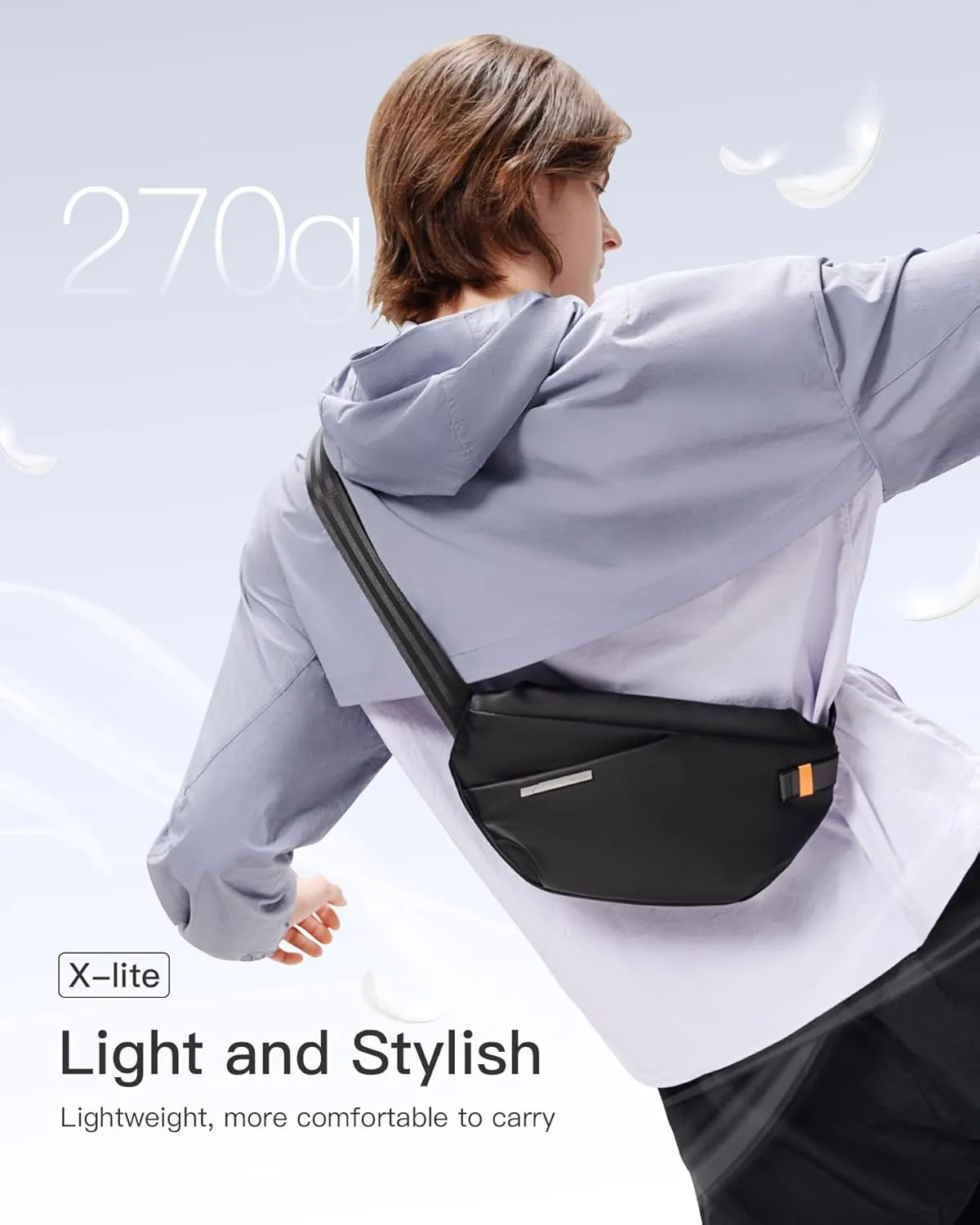 Inateck Sling Bag X-Lite, Lightweight Crossbody Shoulder Chest Bag with Quick-adjust Strap, Water-resistant Waist Fanny Pack for Men, Women, Travel, Cycling, Hiking, Work, Sports