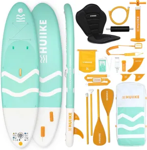 Inflatable Paddle Board with Premium Accessories - HUIIKE | Inflatable Paddle Boards for Adults with Kayak Seat and 2-in-1 Oar | Stand Up Paddleboard Great Stability Resistance | Stand-up Paddleboards