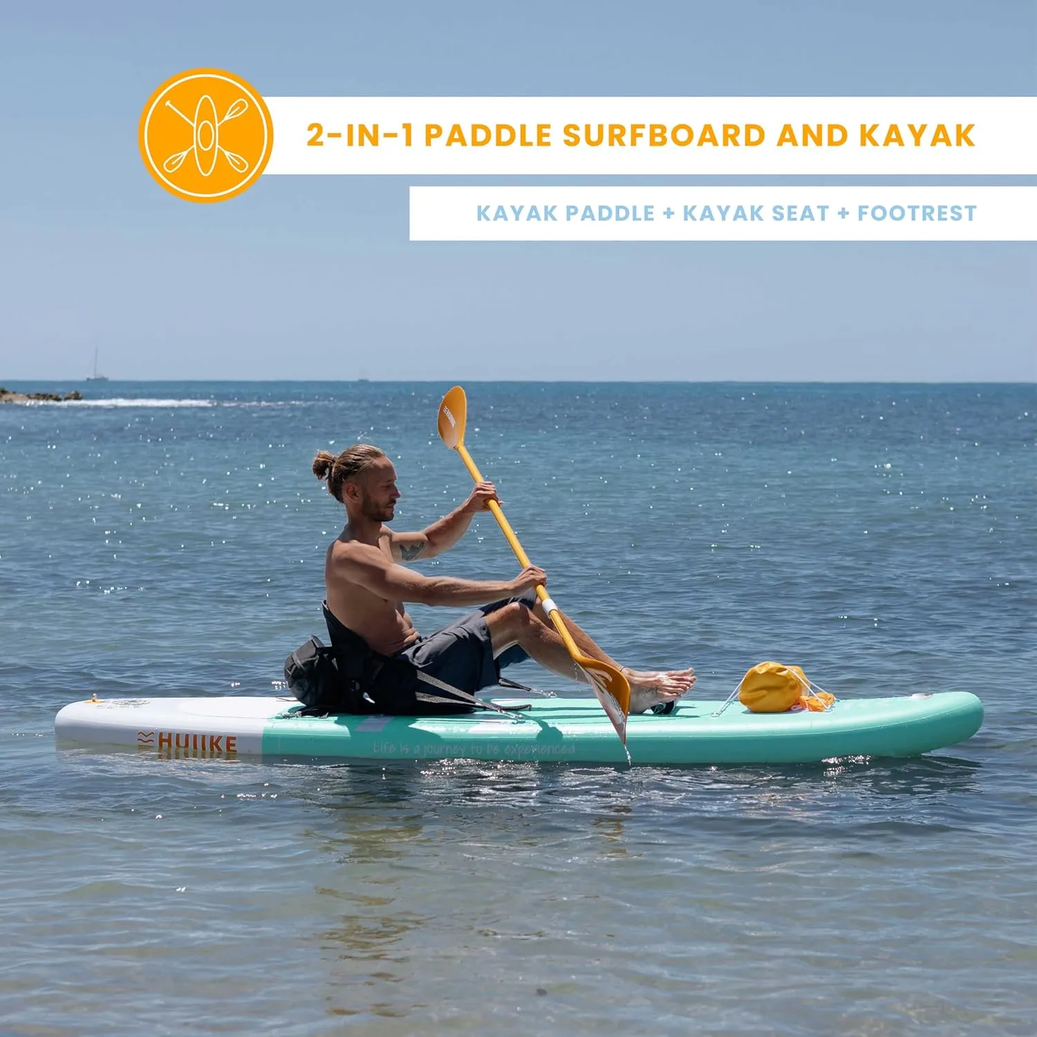 Inflatable Paddle Board with Premium Accessories - HUIIKE | Inflatable Paddle Boards for Adults with Kayak Seat and 2-in-1 Oar | Stand Up Paddleboard Great Stability Resistance | Stand-up Paddleboards