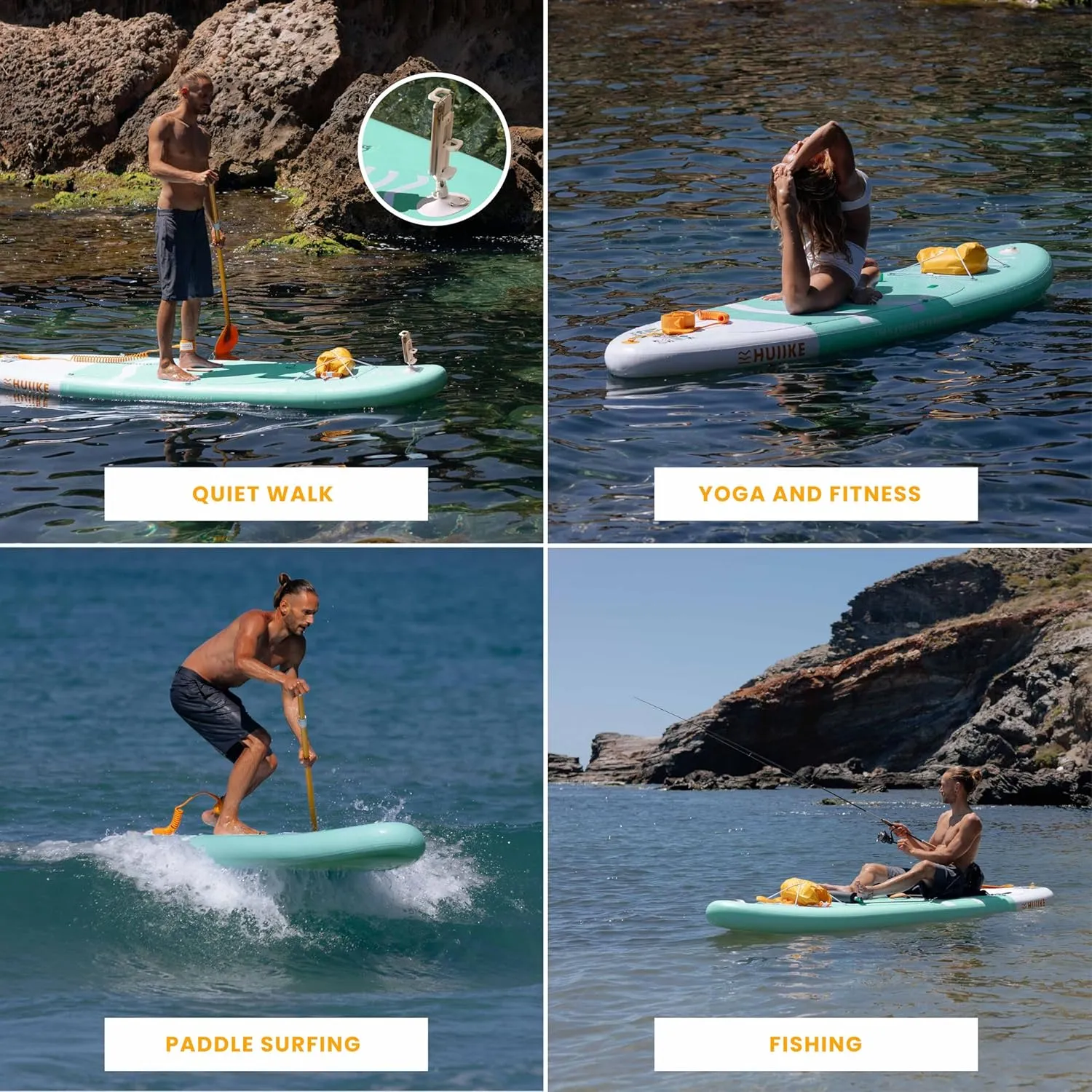 Inflatable Paddle Board with Premium Accessories - HUIIKE | Inflatable Paddle Boards for Adults with Kayak Seat and 2-in-1 Oar | Stand Up Paddleboard Great Stability Resistance | Stand-up Paddleboards