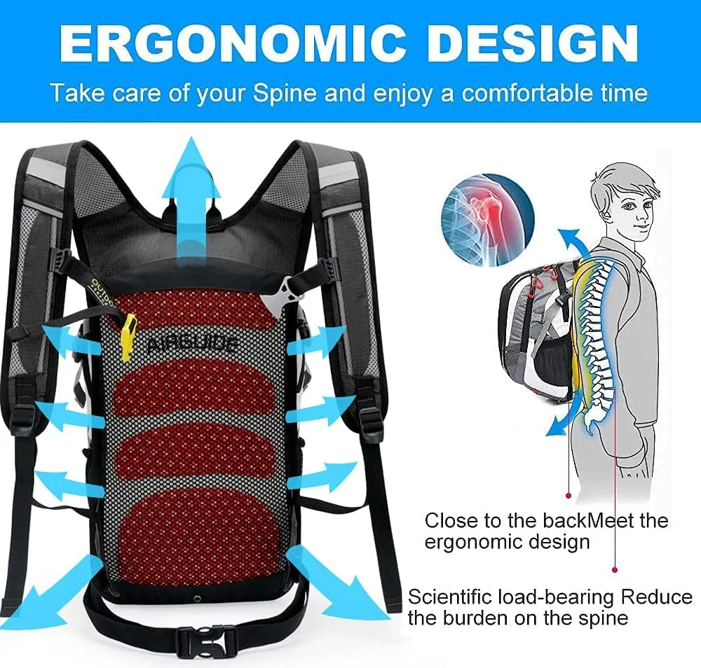INOXTO Hydration Pack Backpack，18L Hydration Pack Lightweight Water Backpack with 2L Water Bladder Bag Daypack for Hiking Running Cycling Camping Hunting for Women Men