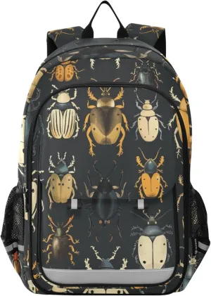 Insect Beetles Ladybug Black Backpack Lightweight Bookbag Travel Backpack College School Laptop Bag with Reflective Stripes