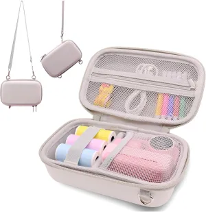 Instant Print Film Camera Case for Kid Cameras & Digital Video Camera, Hard Storage Holder Organizer Bag Compatible with ESOXOFFORE/Dylanto/Anchioo/MINIBEAR and More (White)