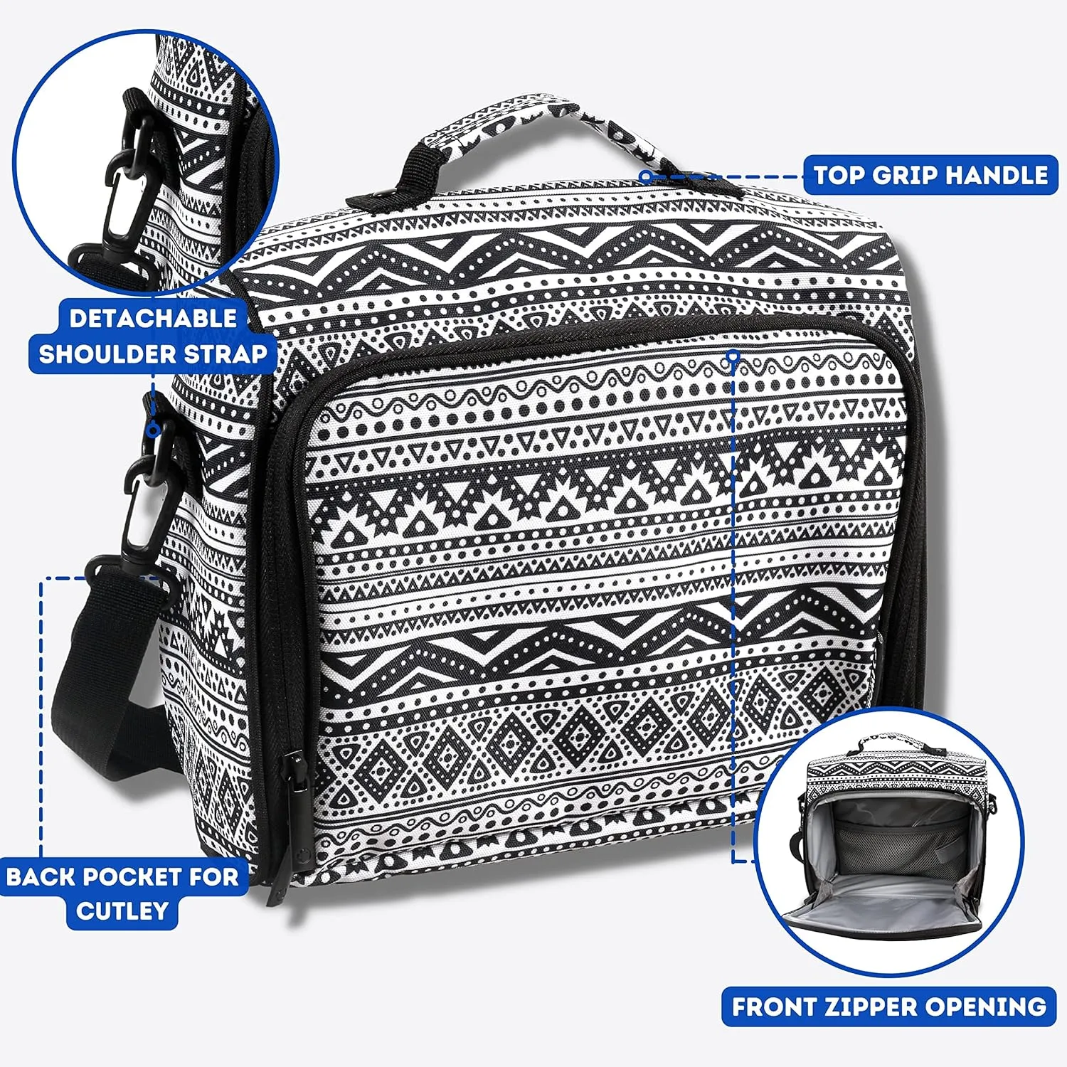 J World New York Casey Womens Lunch Bag. Cute Insulated Lunch-Box for Teen Girls, Tribal