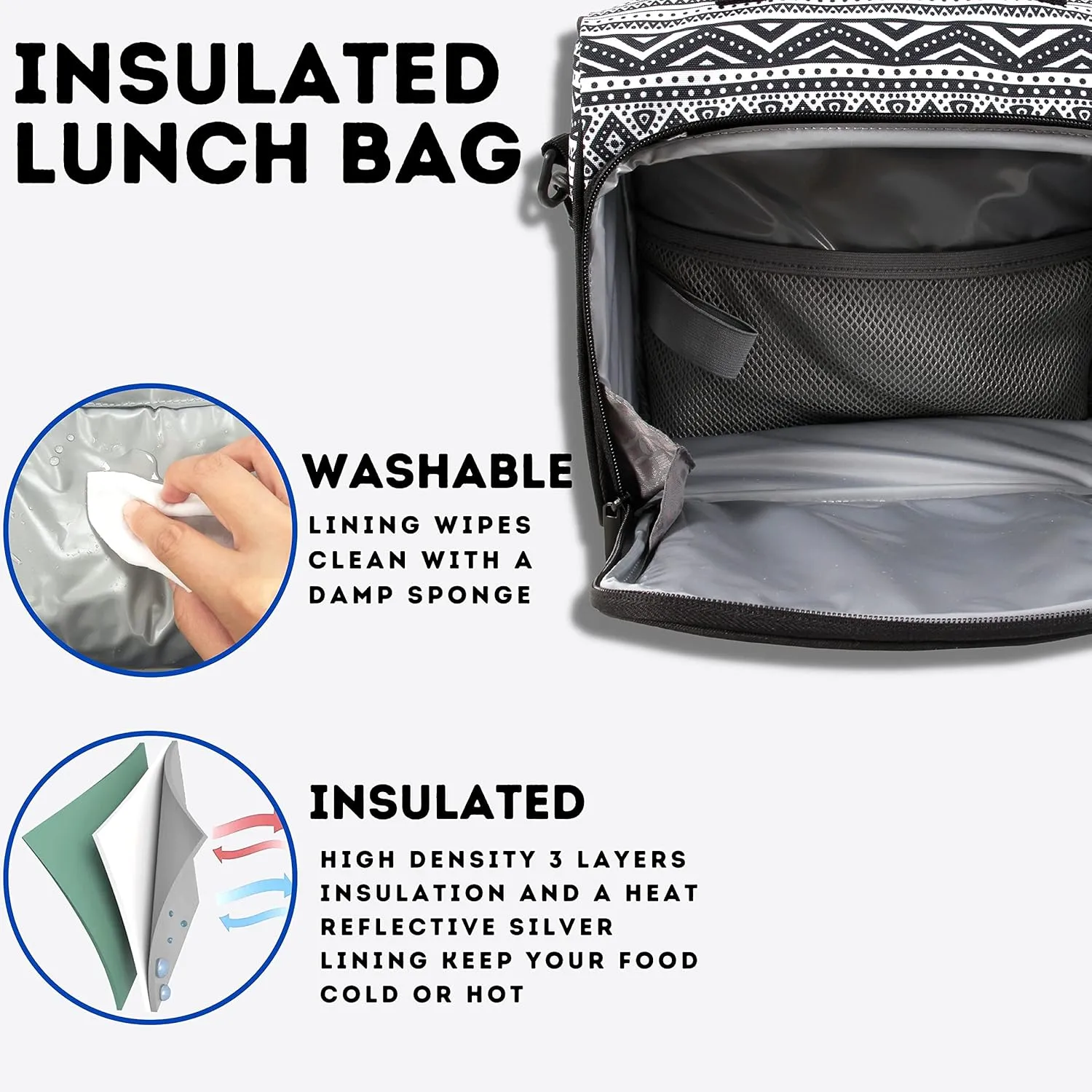 J World New York Casey Womens Lunch Bag. Cute Insulated Lunch-Box for Teen Girls, Tribal