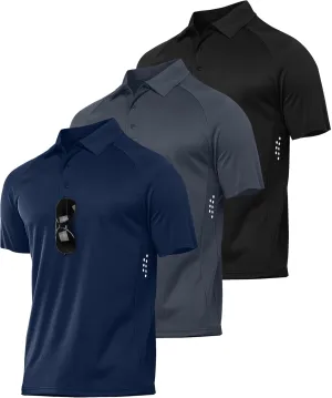 JACKETOWN 3 Pack Mens Polo Shirts Short Sleeve Golf Shirt Performance Moisture-Wicking Athletic Casual T-Shirts