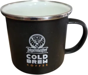 Jagermeister Cold Brew Coffee Mug, Black Metal, Silver Rim