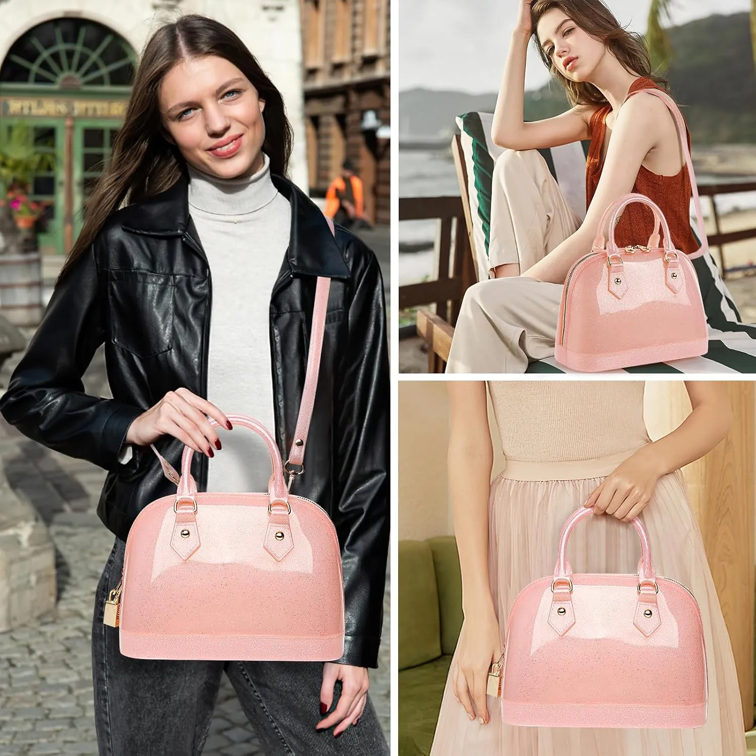 Jelly Crossbody Purse Shoulder Bag, Candy Color Tote Satchel Top-Handle Handbags for Women