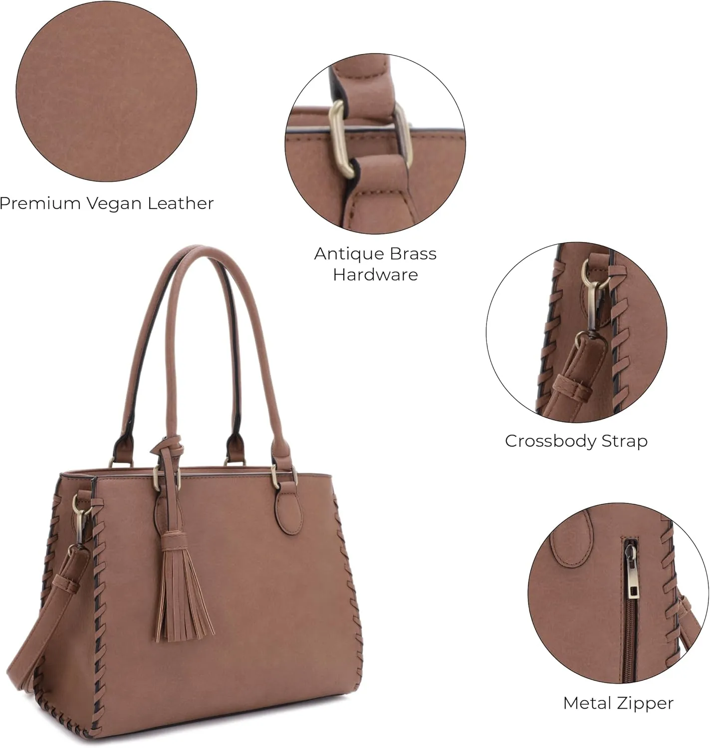 JESSIE & JAMES | Lioness Concealed Carry Satchel Bag with Tassel, Top Handle Purse with Crossbody Shoulder Strap