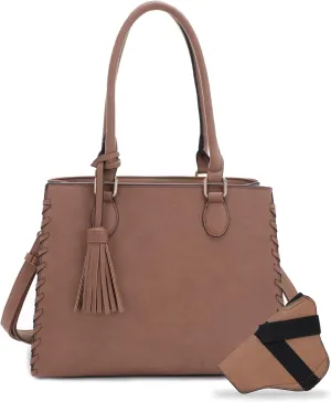 JESSIE & JAMES | Lioness Concealed Carry Satchel Bag with Tassel, Top Handle Purse with Crossbody Shoulder Strap